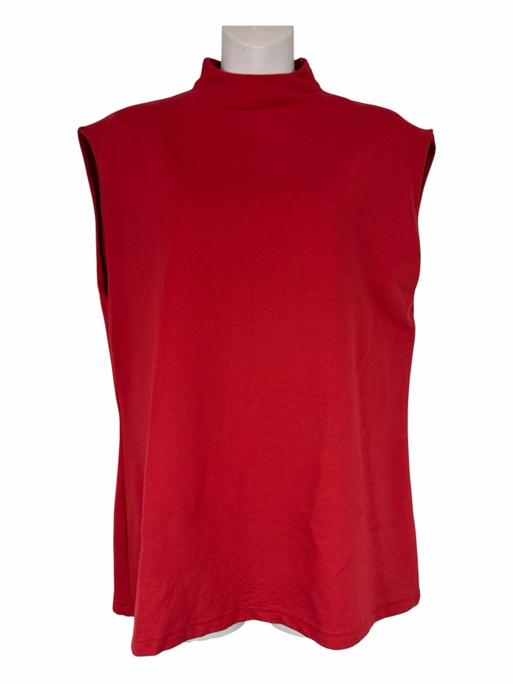 Badgley Mischka Sleeveless Top Red High Neck Keyhole Blouse M Business Casual